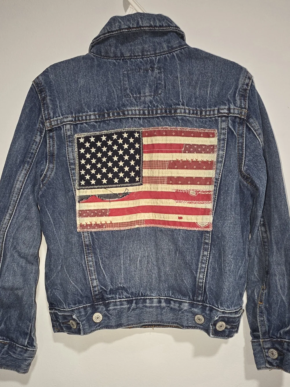 Polo by Ralph Lauren Trucker Denim Jacket with American Flag Patch